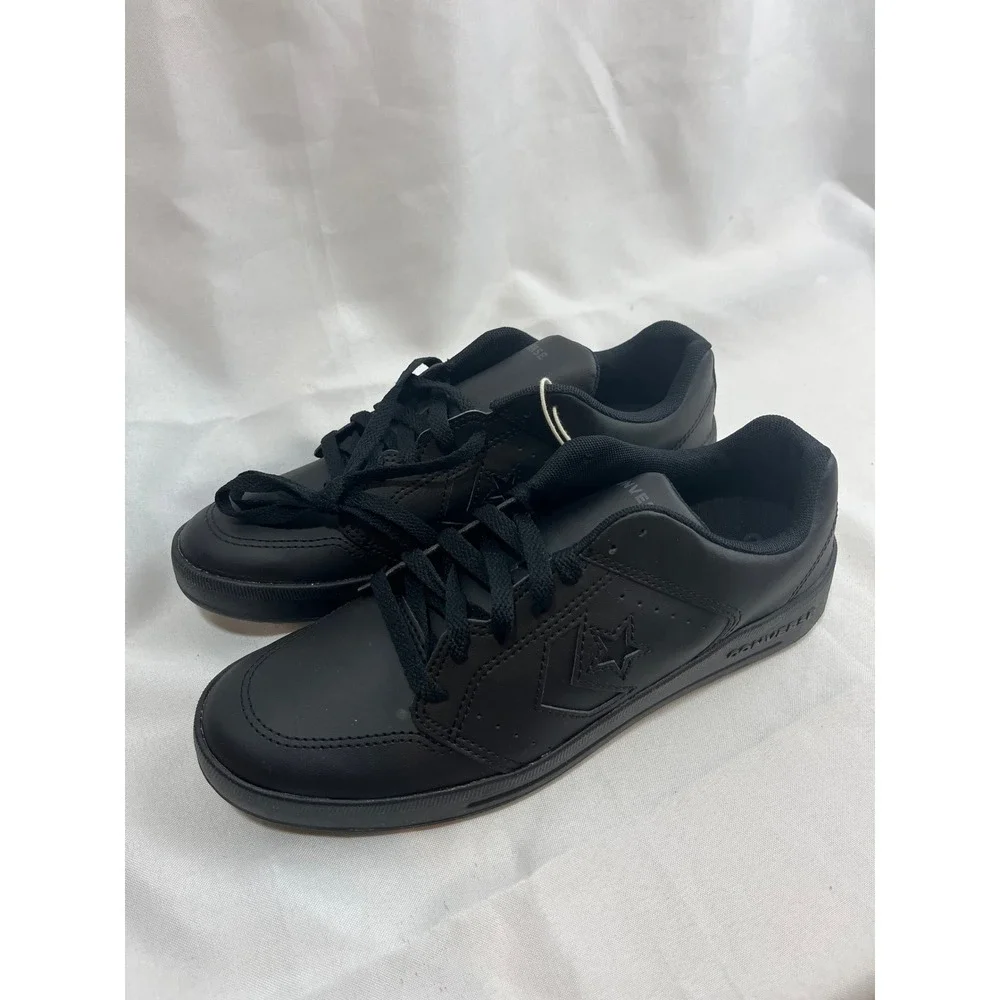 Converse Rival Low Top Triple Black Synthetic‎ Leather Sneakers A16195C Mens 8